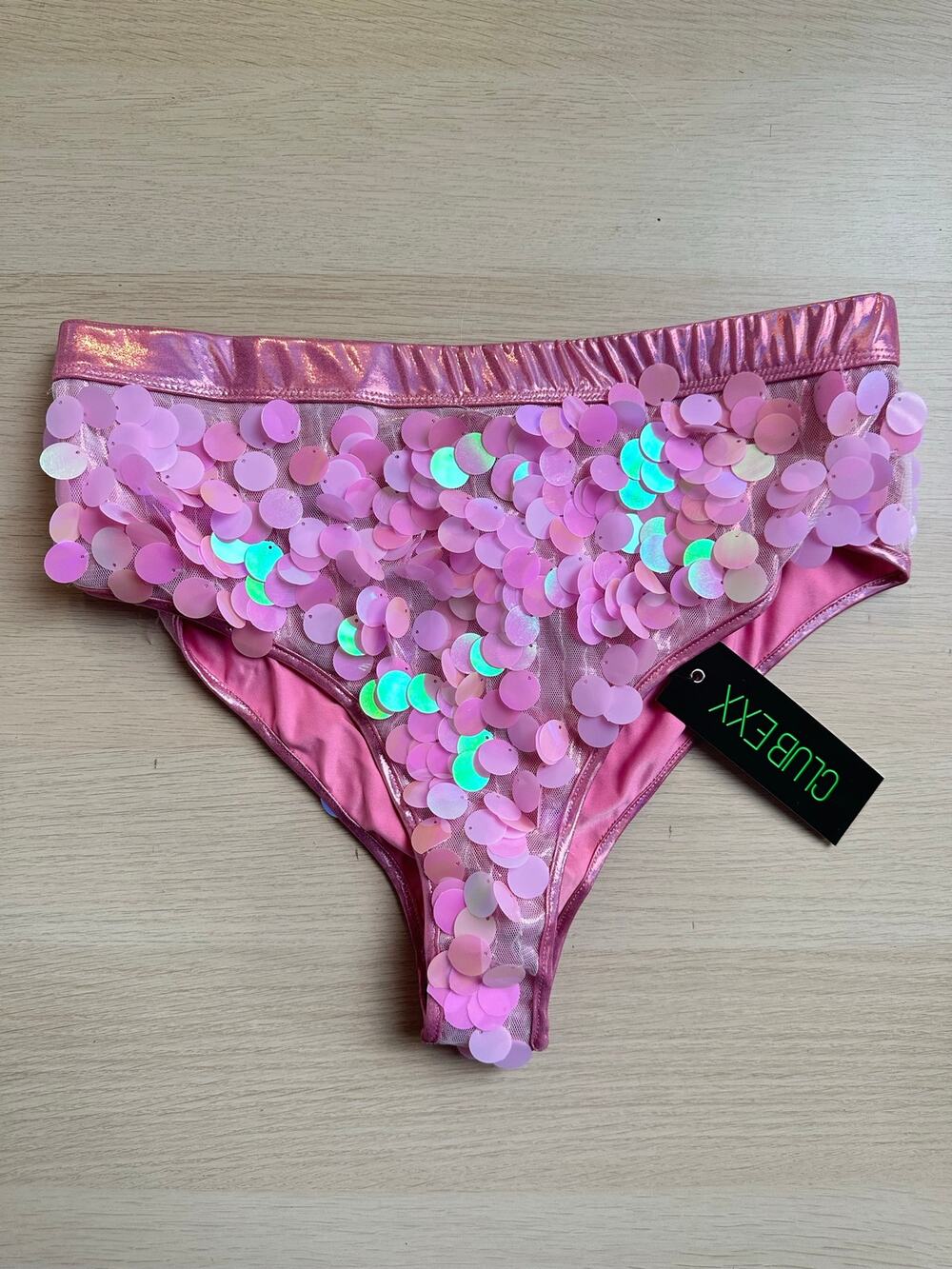 Dolls Kill Club Exx Pink Sequin Booty Short - Size L - NWT